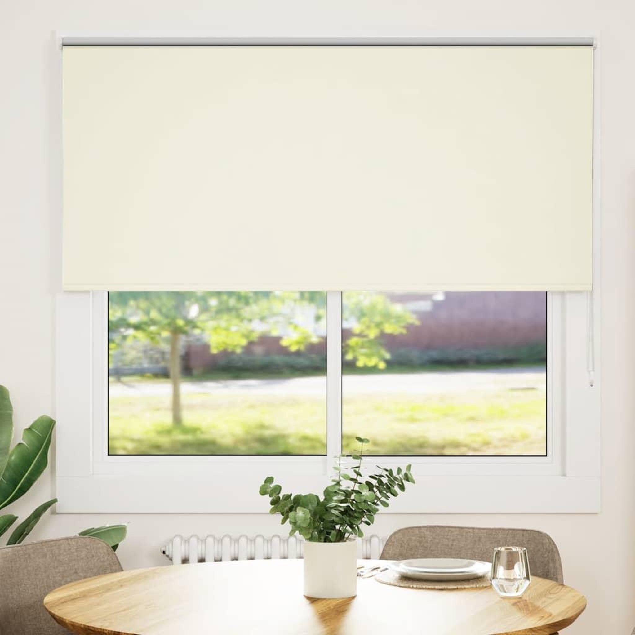 Voir la diapositive 2 : VIDAXL Store enrouleur occultant blanc casse 150x150 cm largeur tissu