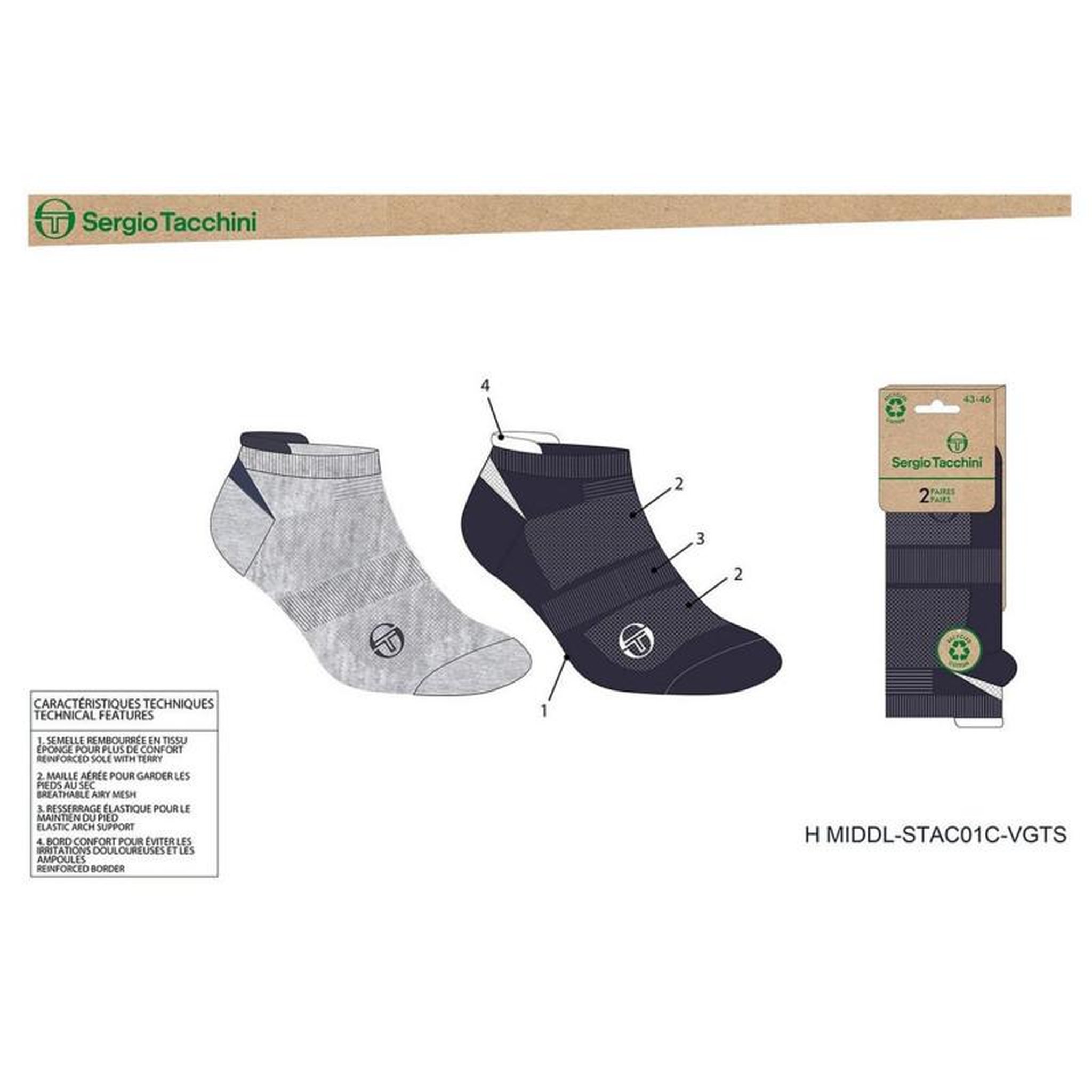 Voir la diapositive 4 : SERGIO TACCHINI Chaussettes SNEAKER SERGIO TACCHINI Lot de 4 Paires