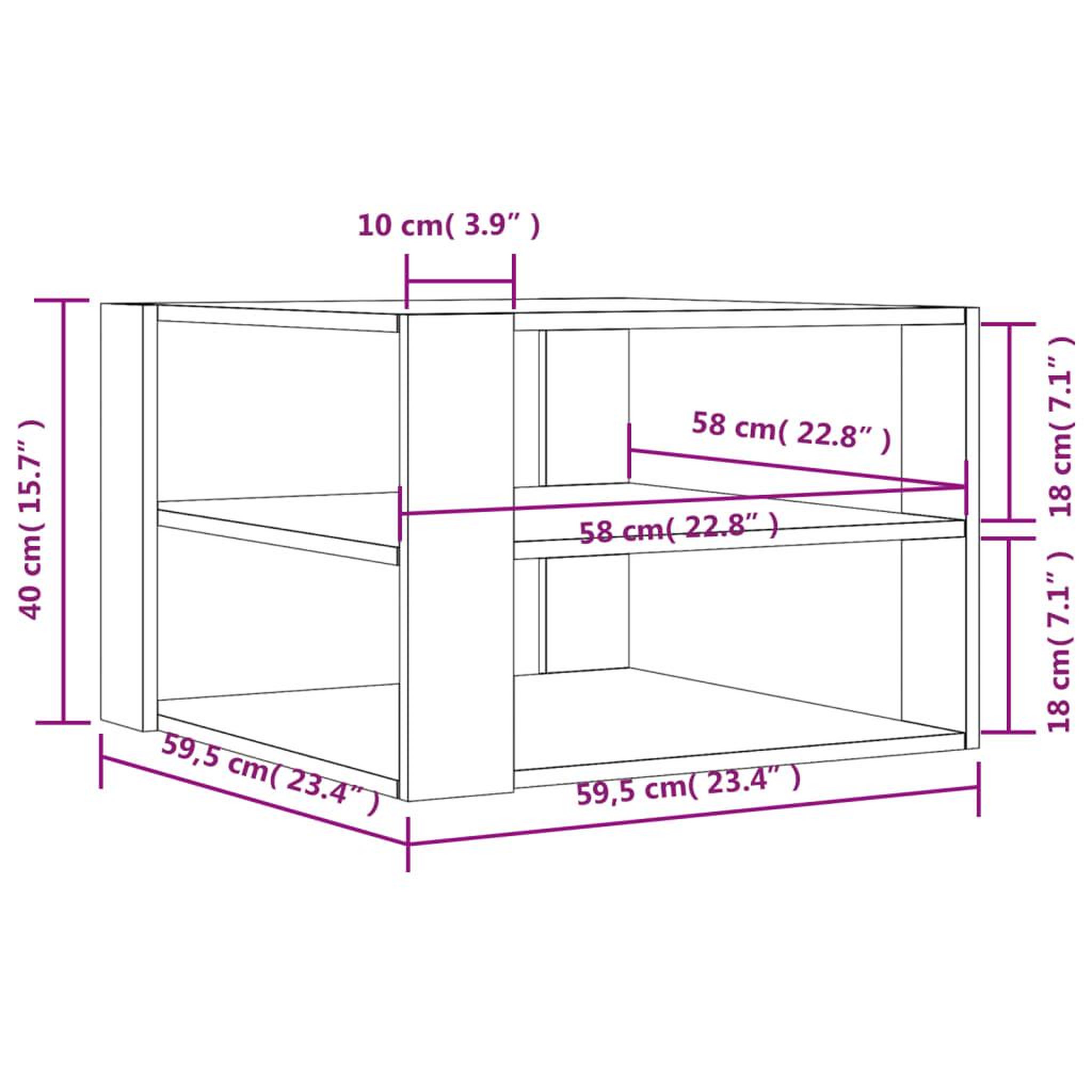 Voir la diapositive 6 : VIDAXL Table basse noir 59,5x59,5x40 cm bois d'ingenierie