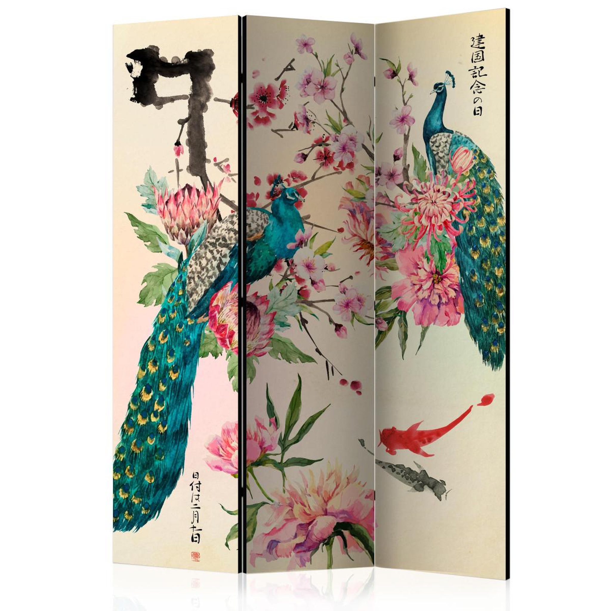 Paris Prix Paravent 3 volets  peacock love  135x172cm
