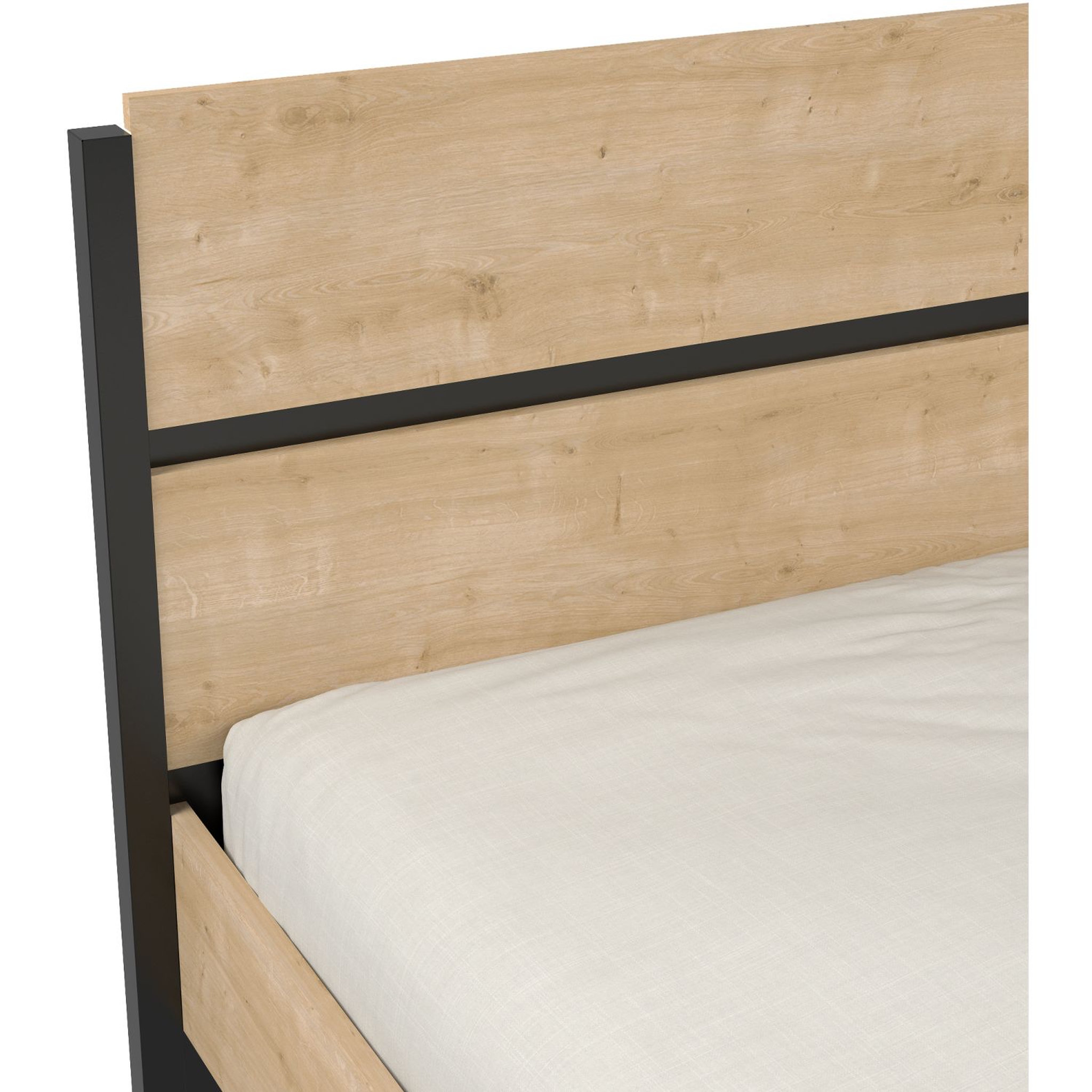 Voir la diapositive 2 : Lit double 140x190 cm avec tête esprit industriel DOWNTOWN