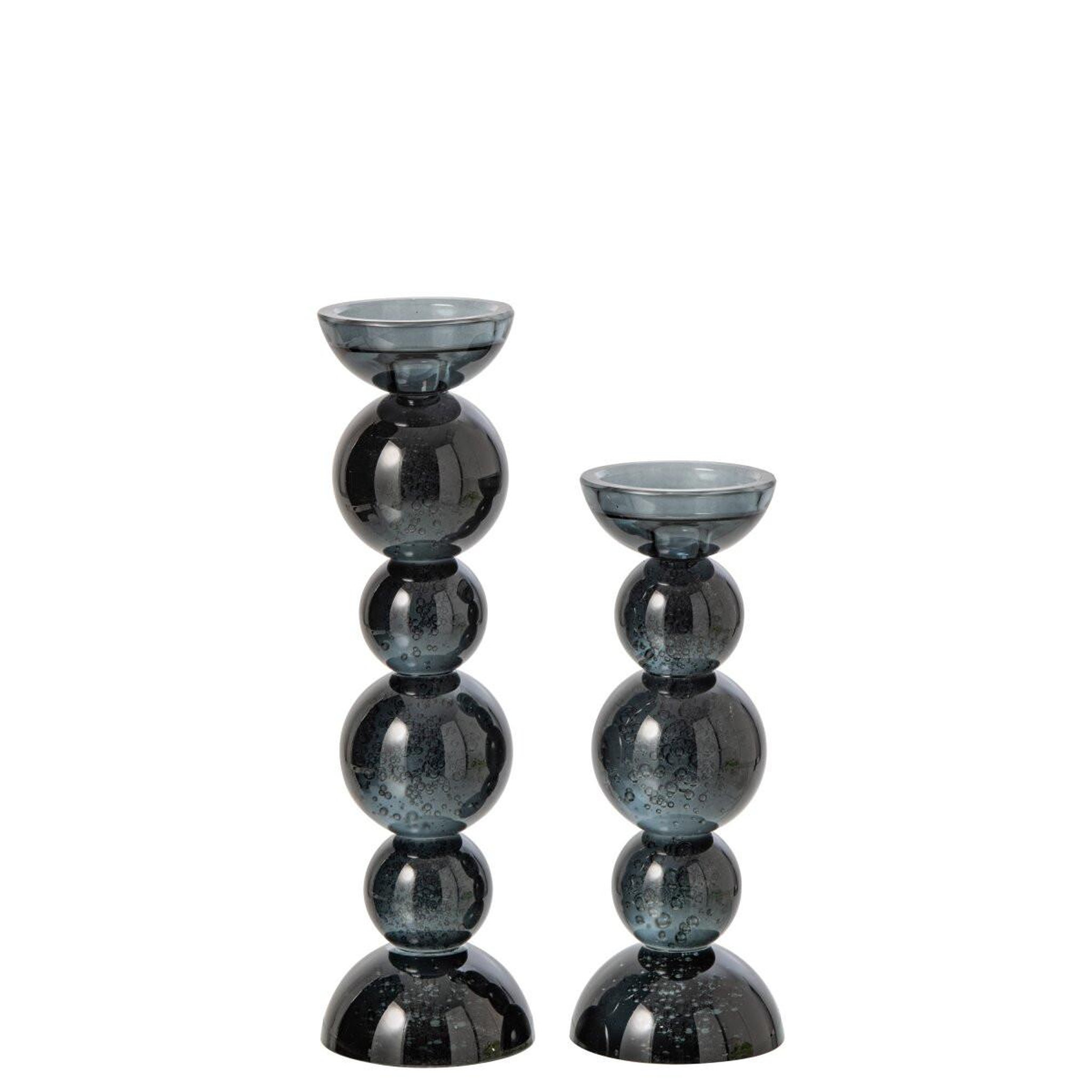 Voir la diapositive 3 : J-LINE Bougeoir Boules en Verre  Dimitri  35cm Bleu Pétrole
