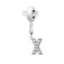 SC CRYSTAL Charm perle SC Crystal en acier avec pendentif lettre X ornée de Cristaux scintillants