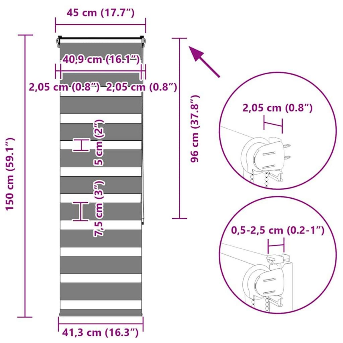VIDAXL Store zebre beige marbre largeur du tissu 40,9 cm polyester