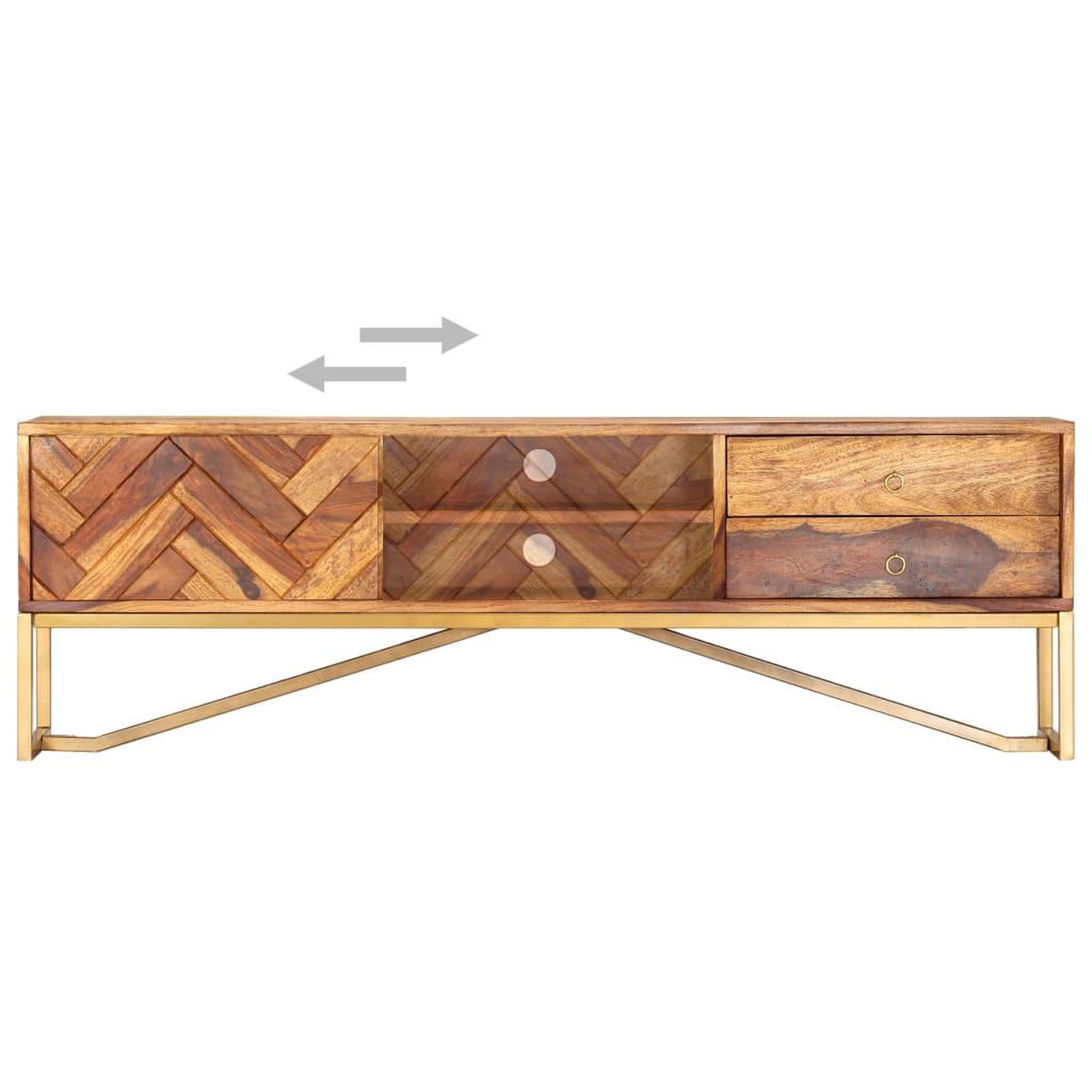 Voir la diapositive 3 : VIDAXL Meuble tv 140x30x45 cm bois de sesham massif