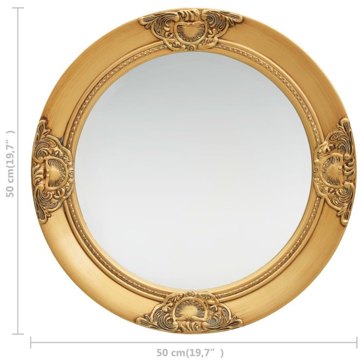 VIDAXL Miroir mural style baroque 50 cm Dore