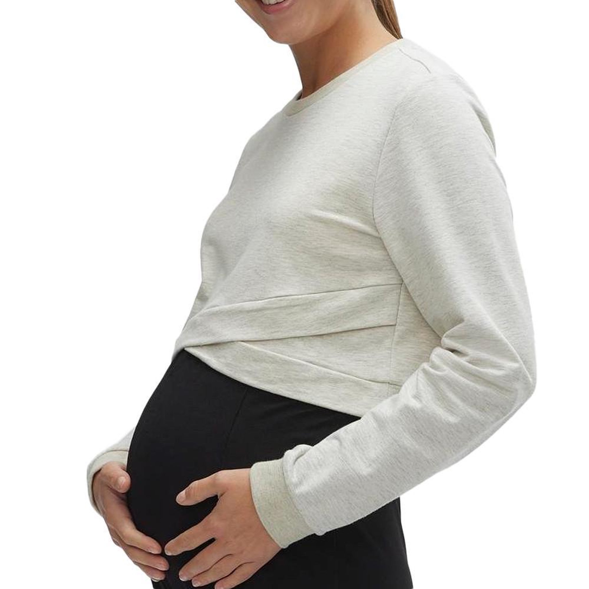 Voir la diapositive 1 : MAMALICIOUS T-shirt Manches Longues Gris Chiné Femme Mamalicious Jose