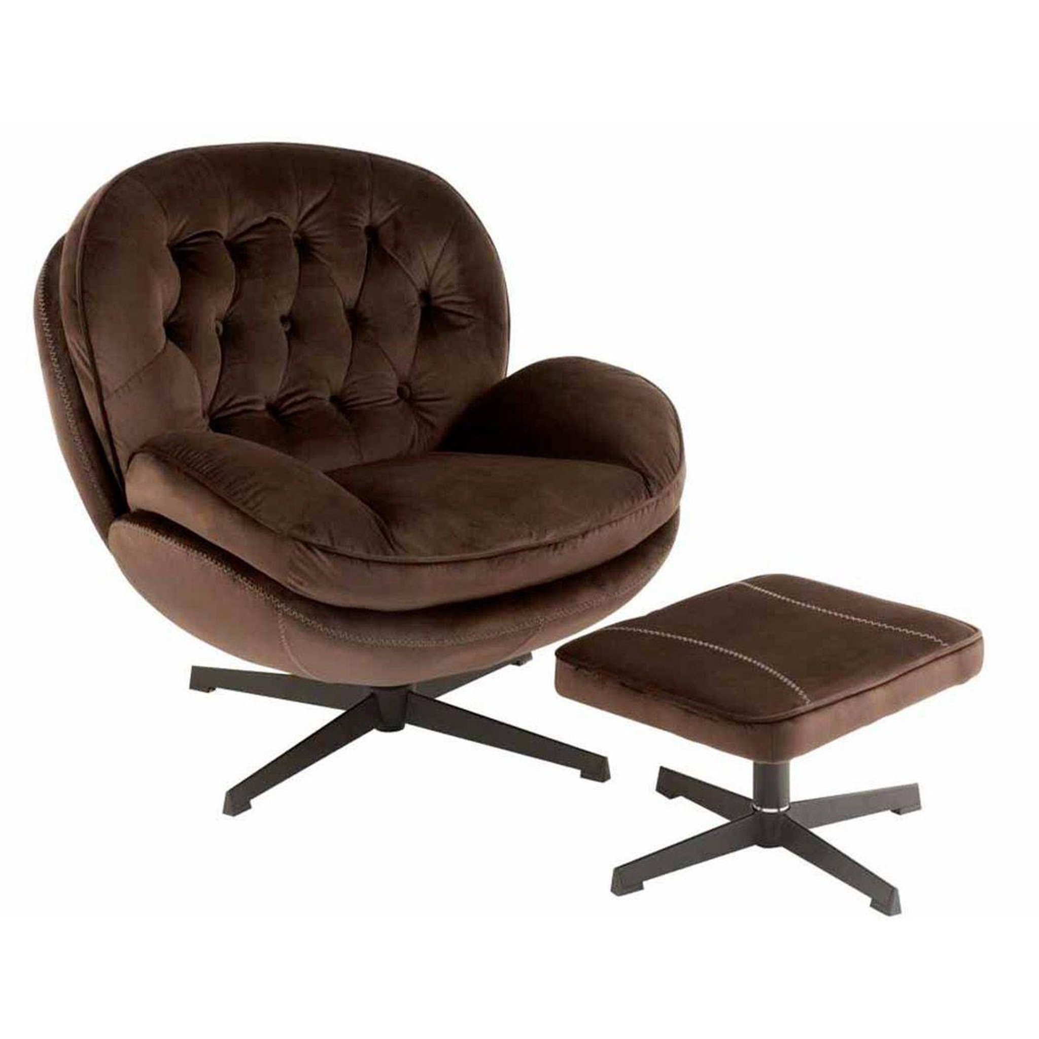 J-LINE Fauteuil & repose-pieds  relax  88cm marron foncé