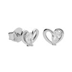 L'ATELIER D'AZUR Boucles d'Oreilles Argent 925/000 Rhodié - Coeur Serti d'un Zirconium