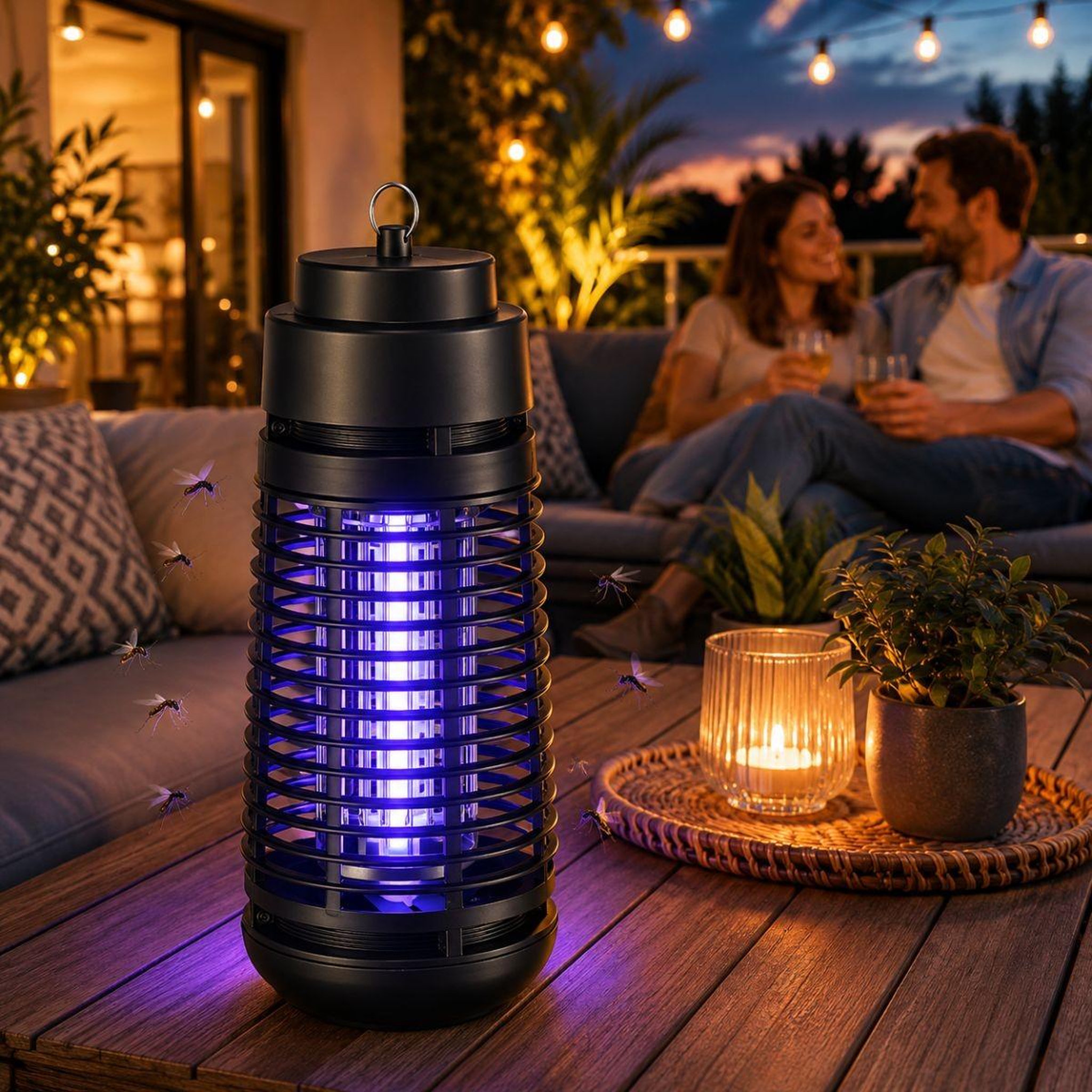 Voir la diapositive 3 : INTEC Lampe Anti Moustique 6W Intérieur/Extérieur - Piège Anti Insectes Noir Réduit les Piqûres 80m2 Elimine Mouches Insectes volants