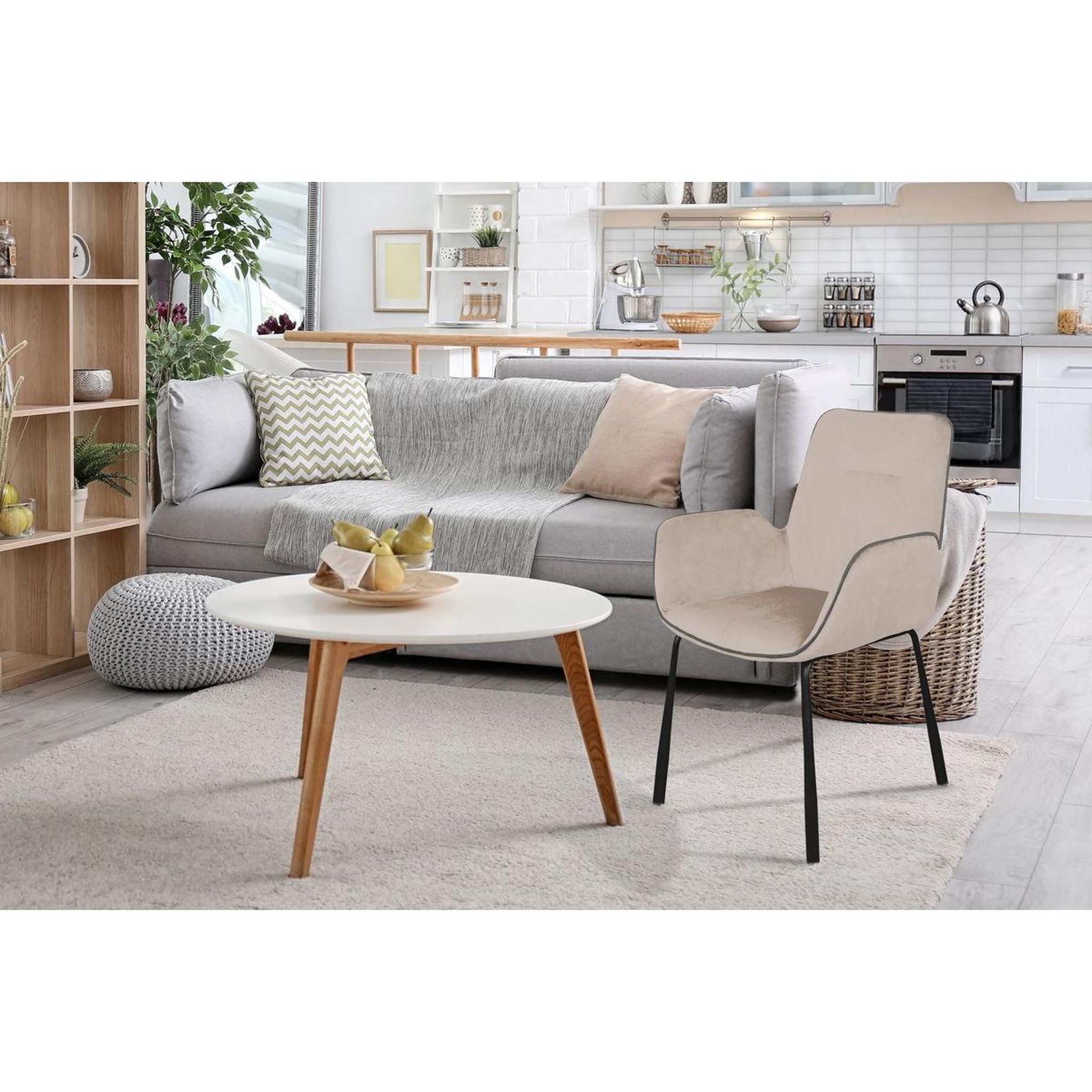 Voir la diapositive 2 : Paris Prix Chaise design en velours  eliot  87cm crème