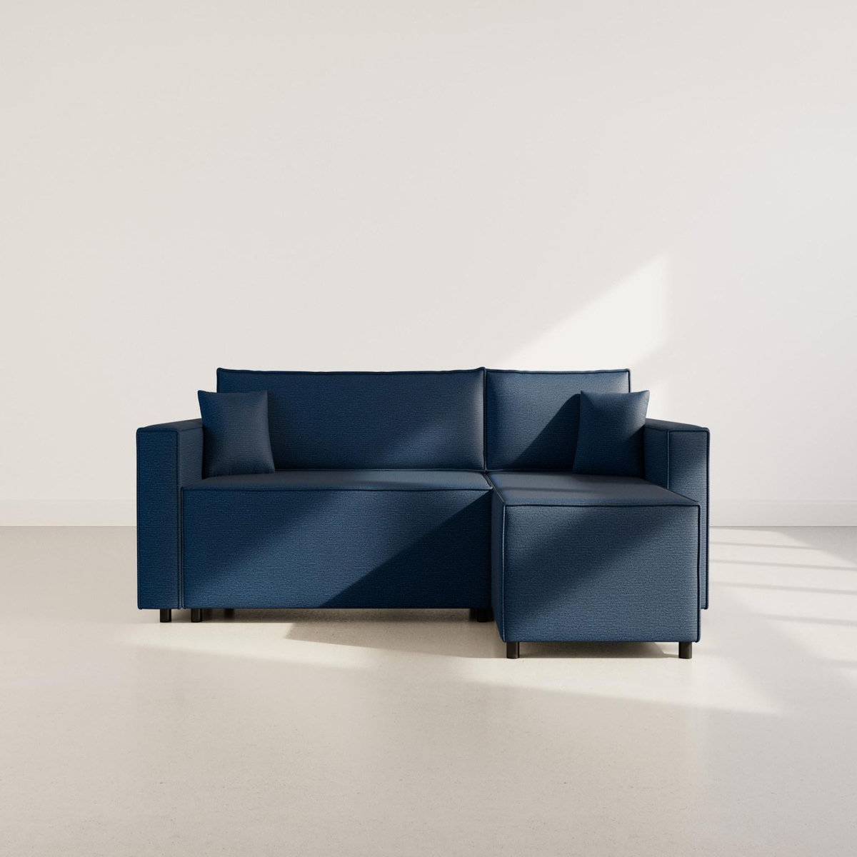 BEST MOBILIER Jonas - canapé d'angle réversible 4 places convertible avec coffre en tissu texturé