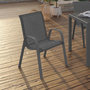 Voir la diapositive 2 : ID MARKET Lot de 6 chaises de jardin LYMA métal et textilène empilables gris anthracite