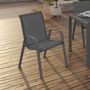 Voir la diapositive 2 : ID MARKET Lot de 6 chaises de jardin LYMA métal et textilène empilables gris anthracite