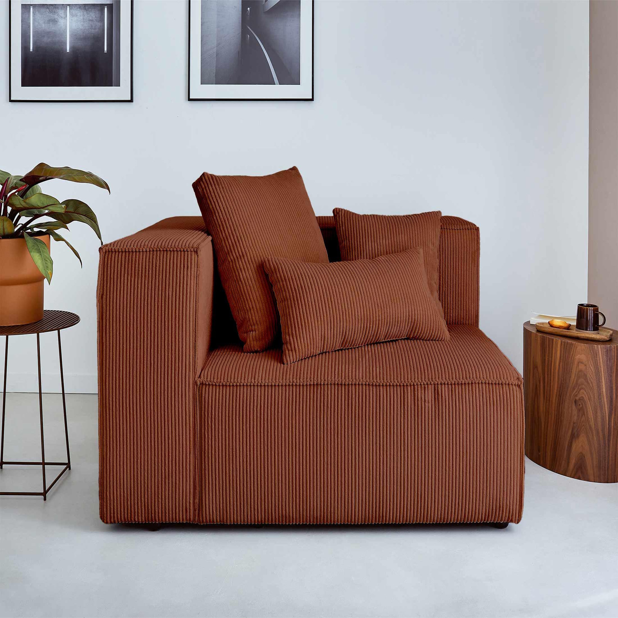 Voir la diapositive 2 : BEST MOBILIER Colombine - module d'assise gauche - en velours côtelé