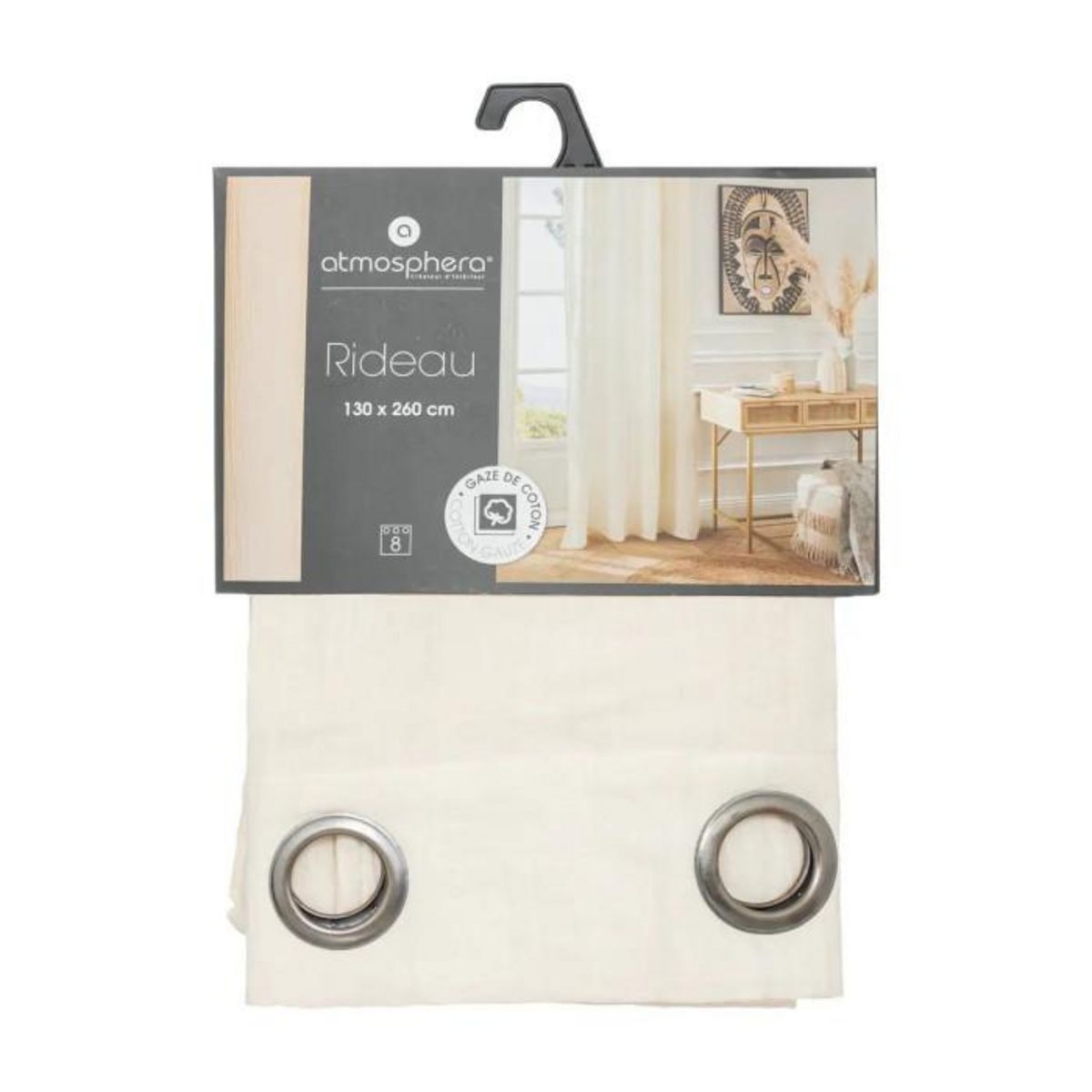 ATMOSPHERA Rideau à Oeillets  Santana  130x260cm Ivoire