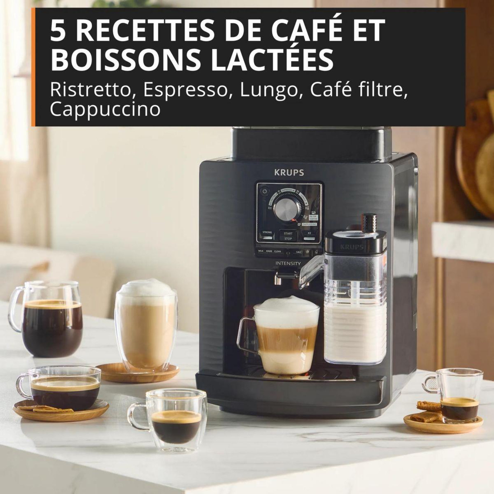 Voir la diapositive 4 : KRUPS Expresso broyeur intensity lait, machine espresso automatique, 5 boissons ea5028e0