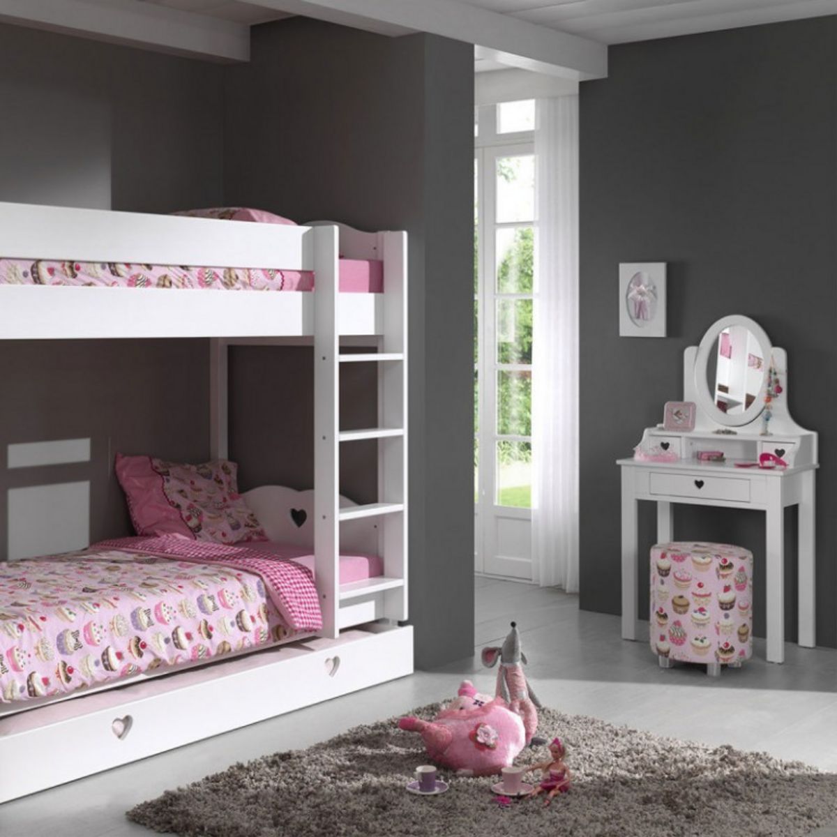 Coiffeuse 3 tiroirs 1 miroir L70cm MAUDE