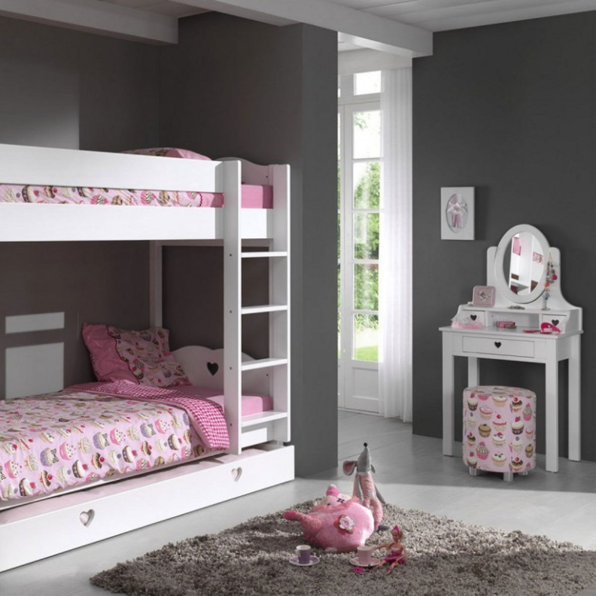 Coiffeuse 3 tiroirs 1 miroir L70cm MAUDE