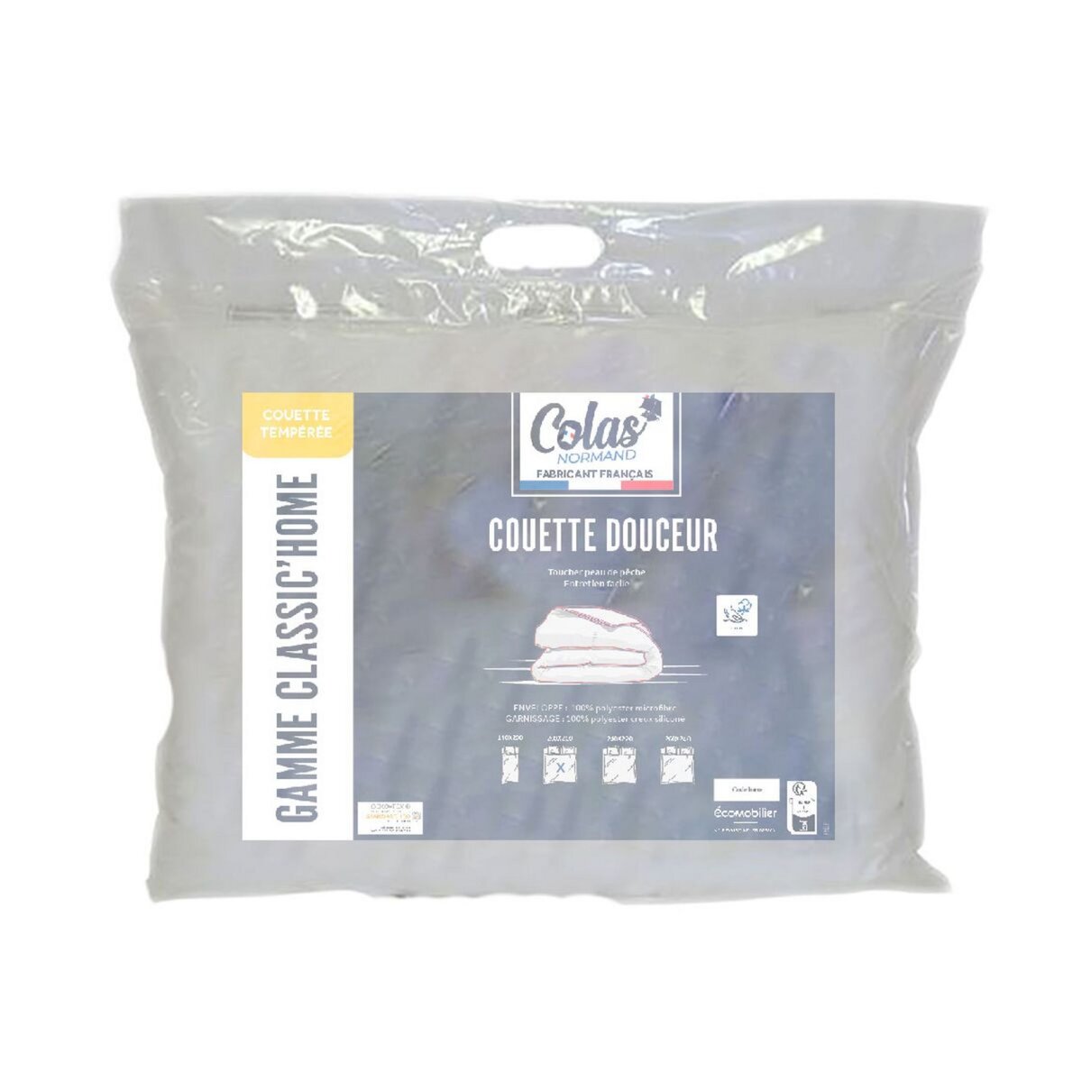 COLAS NORMAND Couette tempérée en polyester toucher peau de pêche 300G/M² DOUCEUR 