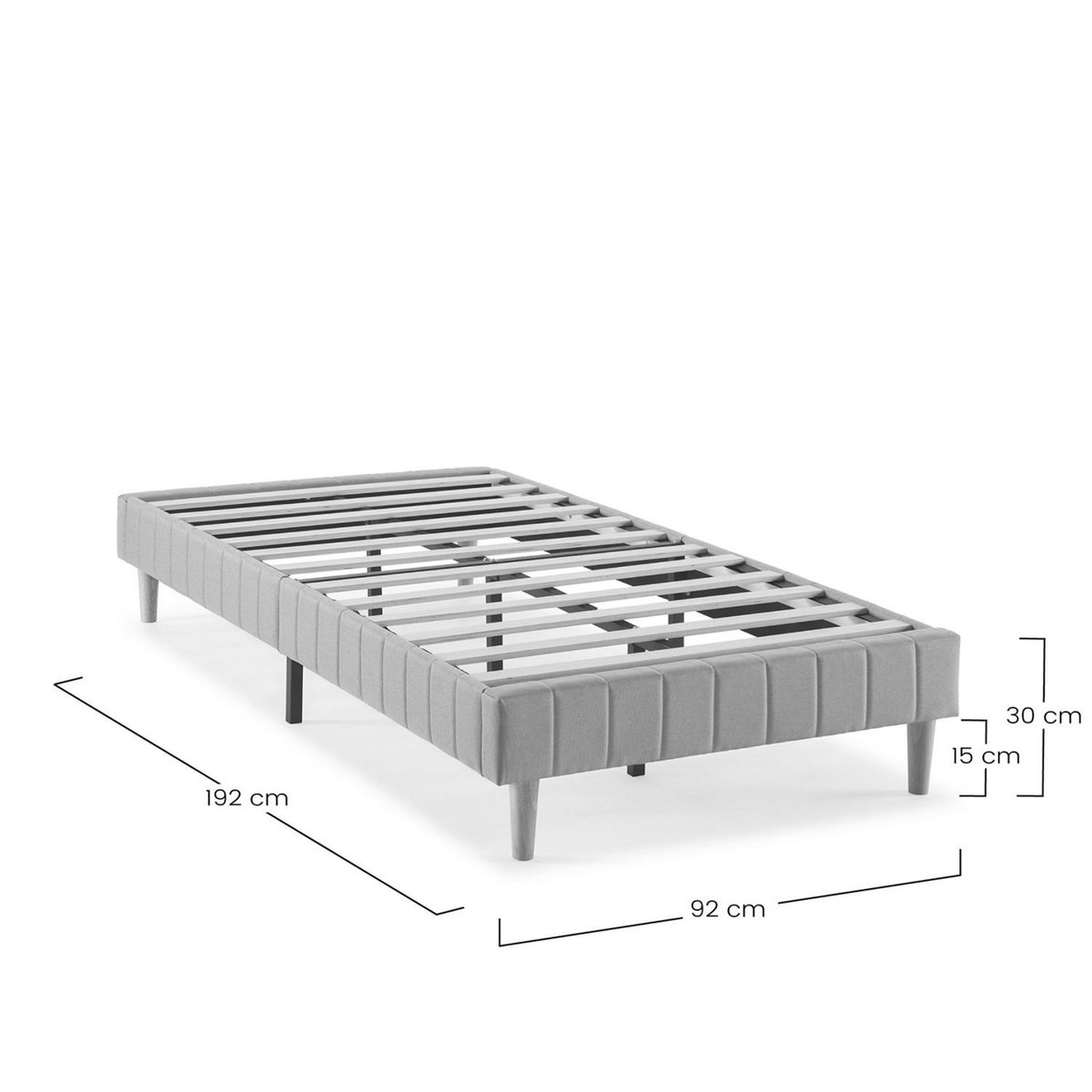 VS VENTA-STOCK Base rembourrée Eris 90x190 cm Gris clair