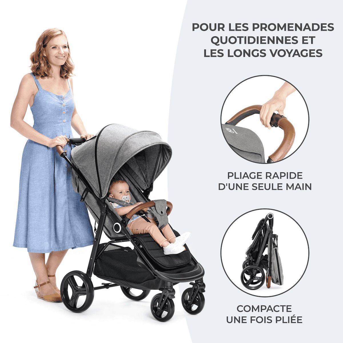 KINDERKRAFT Poussette grande pratique et confortable