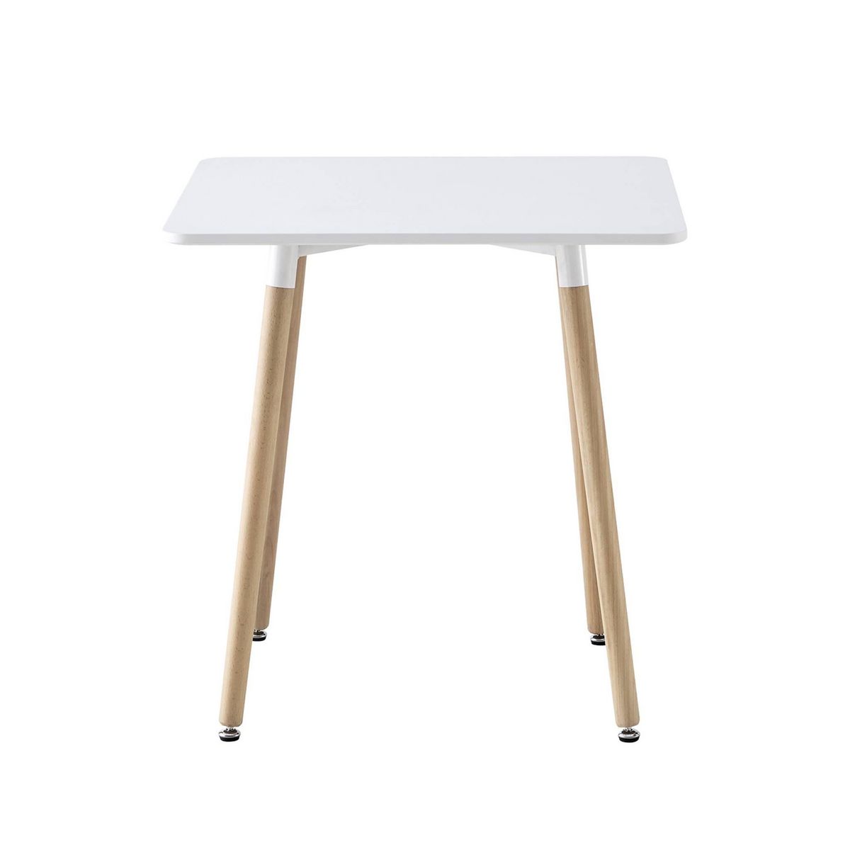 SWEEEK Table à manger blanche carrée MDF et bois de hêtre - Hedvig