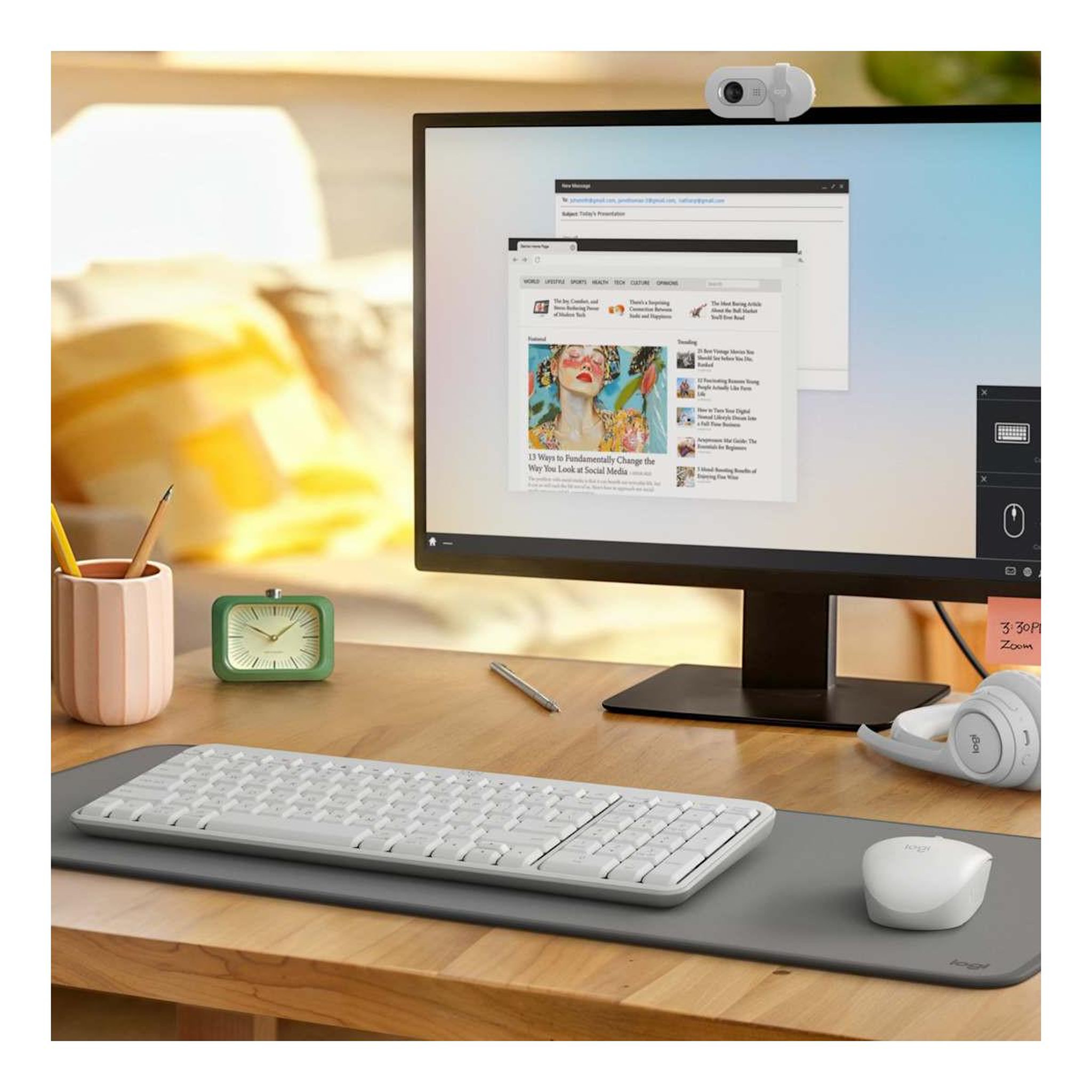 Voir la diapositive 3 : Logitech Logitech MK250 Compact Bluetooth Wireless Combo clavier Souris incluse Universel RF sans fil + Bluetooth Italien Blanc