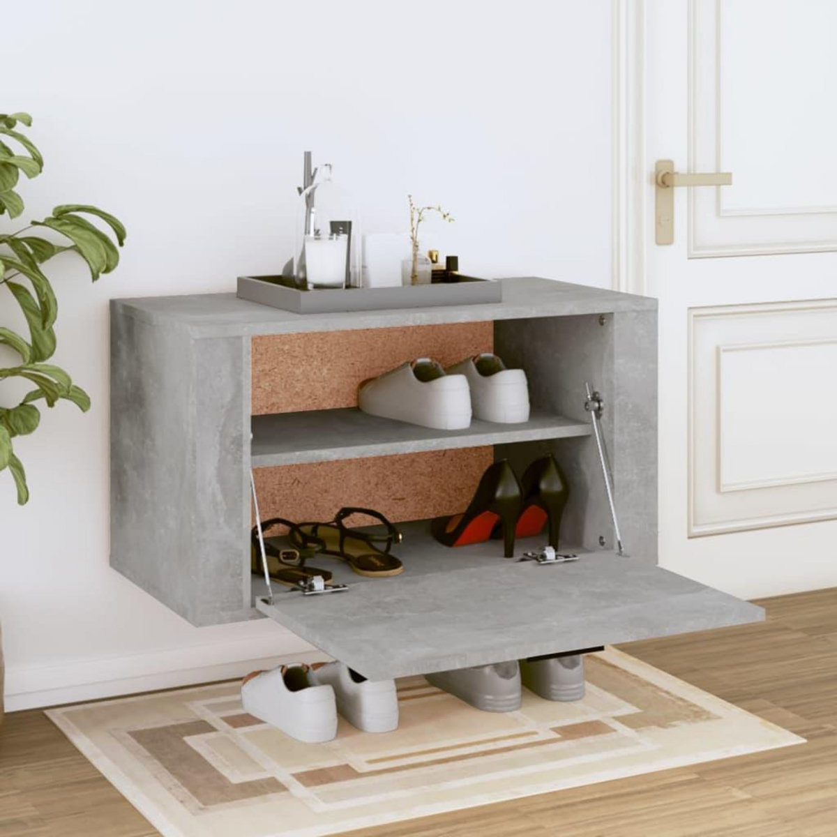 VIDAXL Armoire a chaussures murale Gris beton 70x35x38 cm