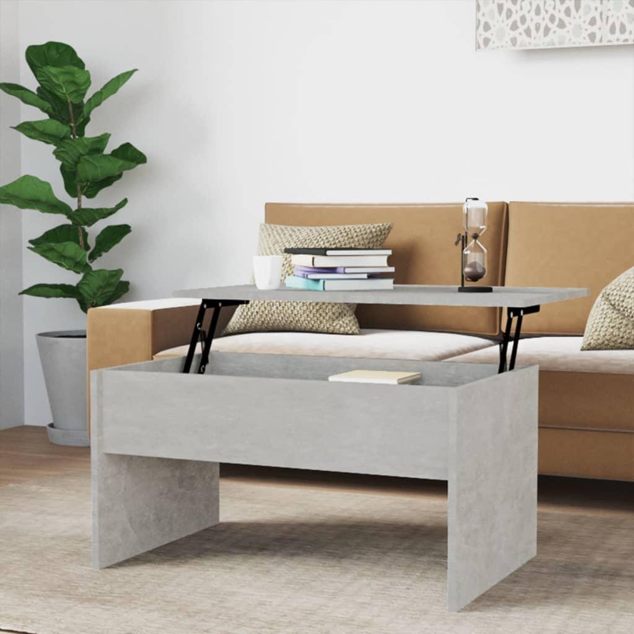 Voir la diapositive 1 : VIDAXL Table basse gris beton 80x50,5x41,5 cm bois d'ingenierie