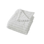 TOILINUX Couverture douce et côtelée Sela. Coloris disponibles : Beige, Blanc, Noir