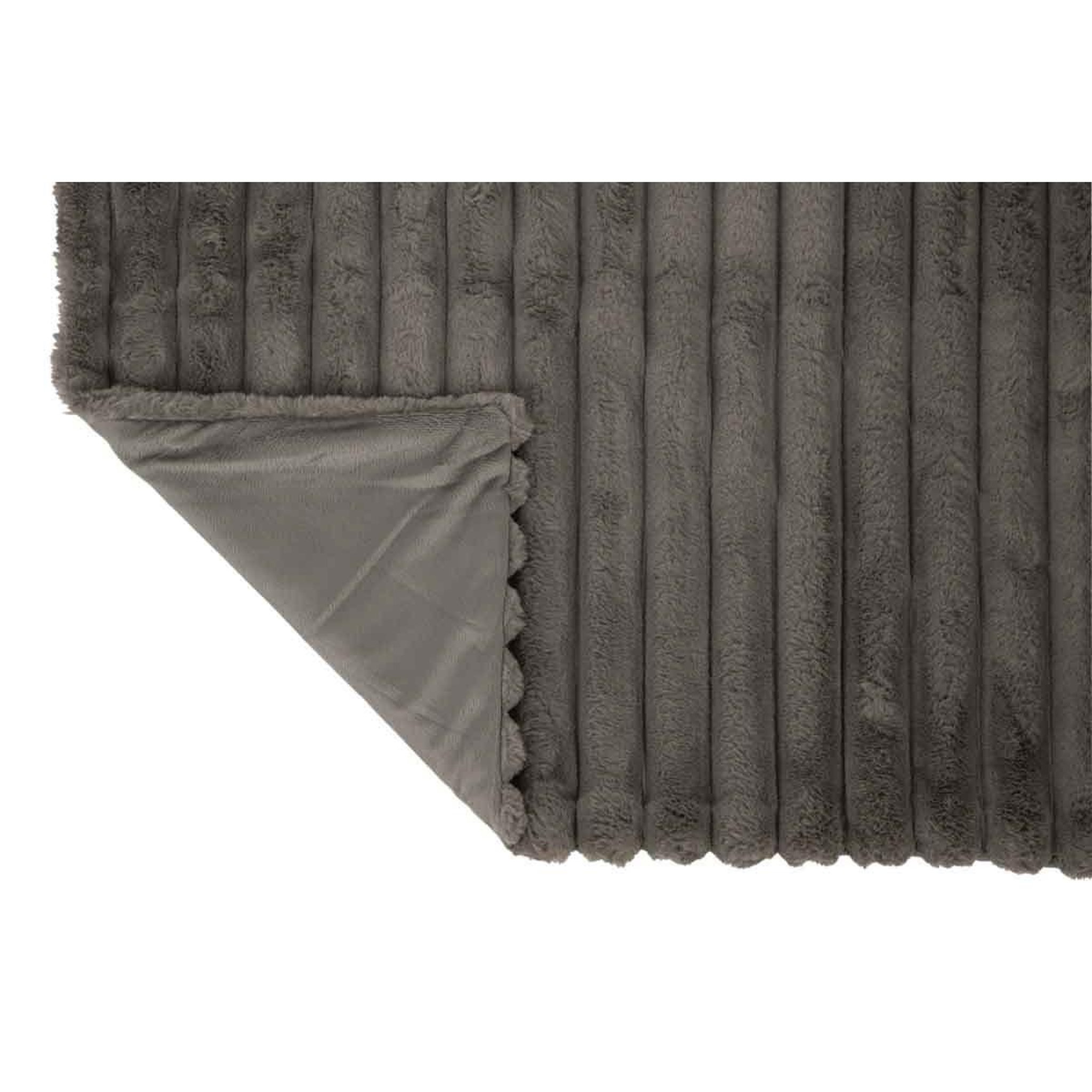 Voir la diapositive 3 : J-LINE Plaid design uni  corduroy  130x180cm gris foncé