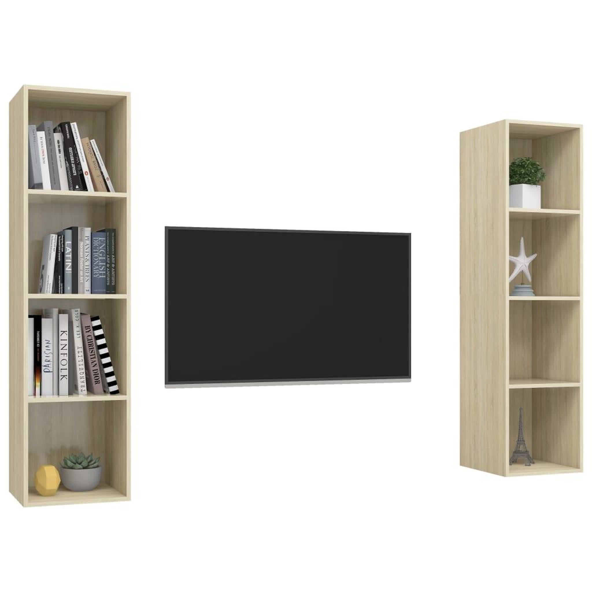 Voir la diapositive 3 : VIDAXL Meubles TV muraux 2 pcs Chene sonoma Bois d'ingenierie