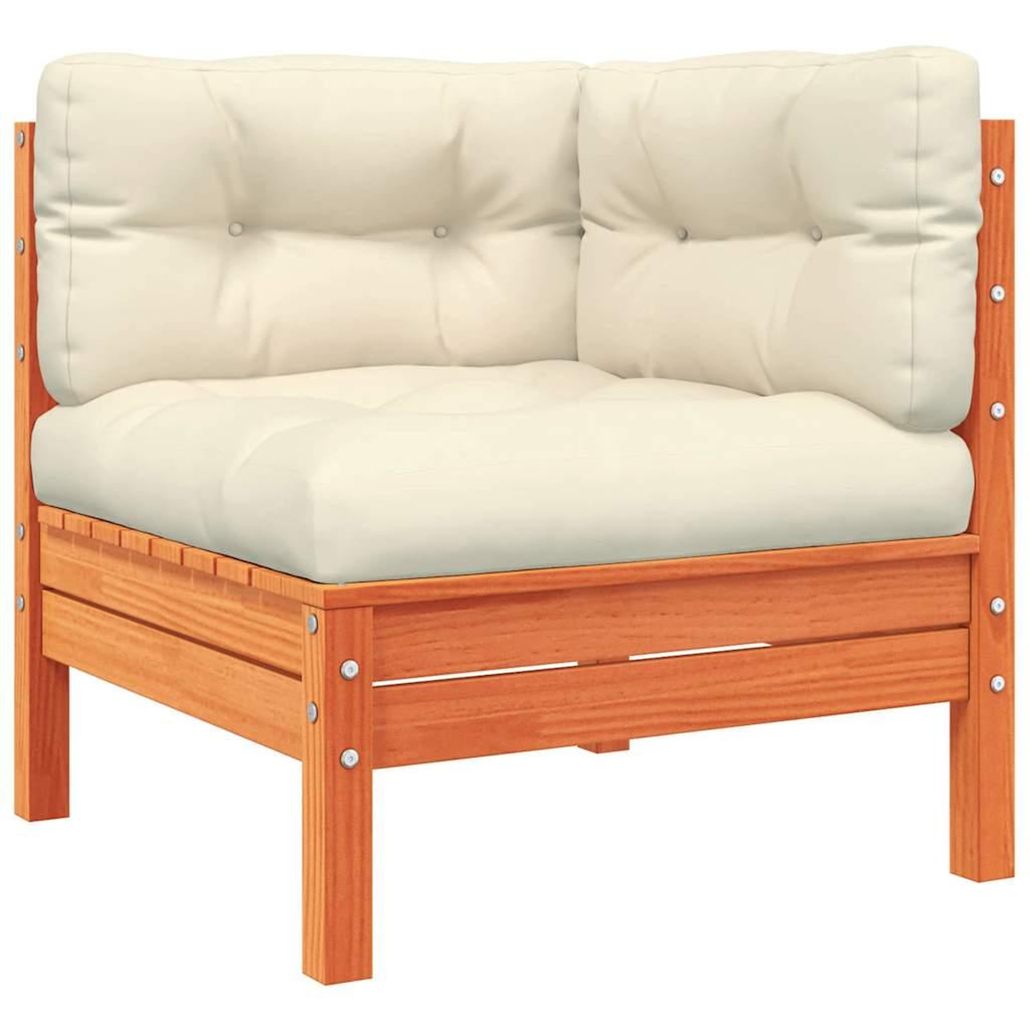 Voir la diapositive 4 : VIDAXL Salon de jardin 7 pcs avec coussins cire marron bois pin massif