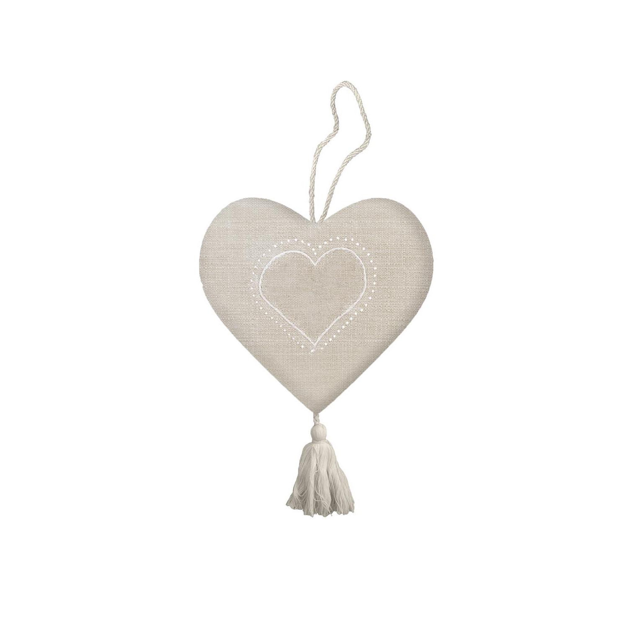 SOLEIL D'OCRE Coeur à suspendre en pur coton lavé 10x10 cm elena, par soleil d'ocre