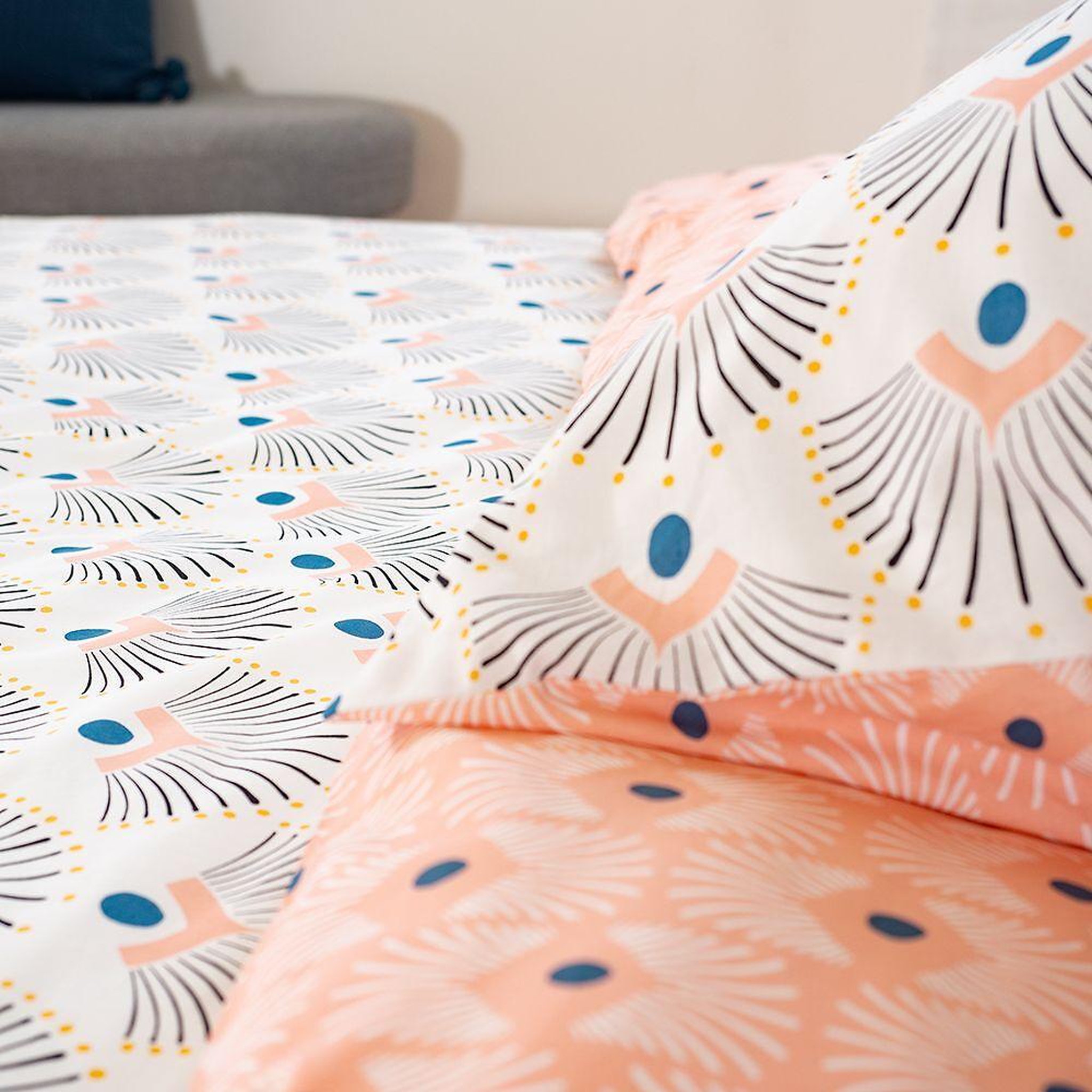 Voir la diapositive 2 : Home collection Parure housse de couette 100% coton bio 57fils mille