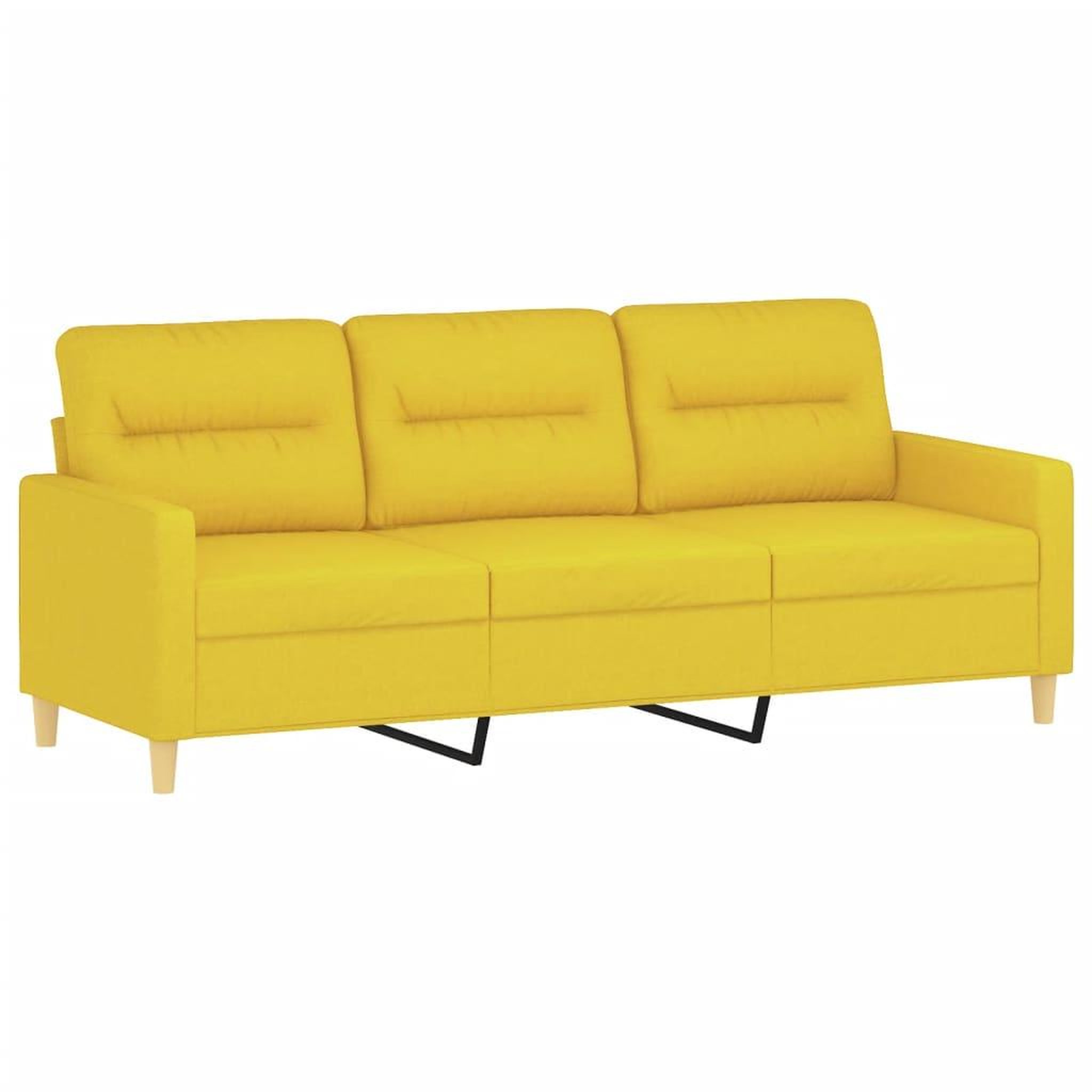 Voir la diapositive 5 : VIDAXL Ensemble de canapes 4 pcs avec coussins Jaune clair Tissu