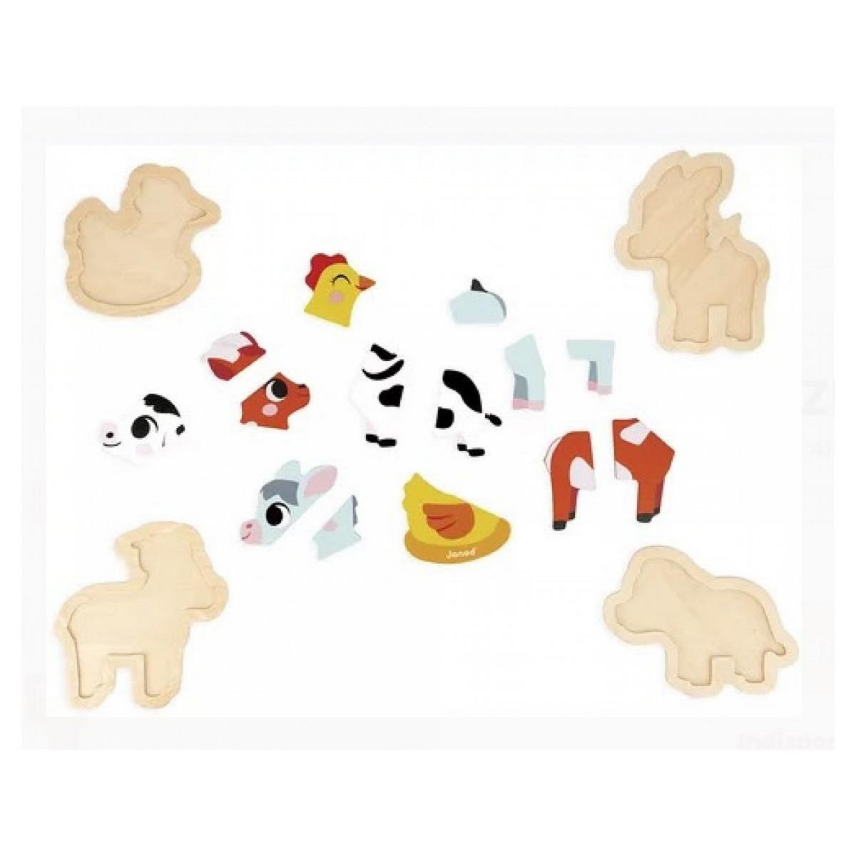 Juratoys-Janod Puzzle Ferme - 4 puzzles evolutifs