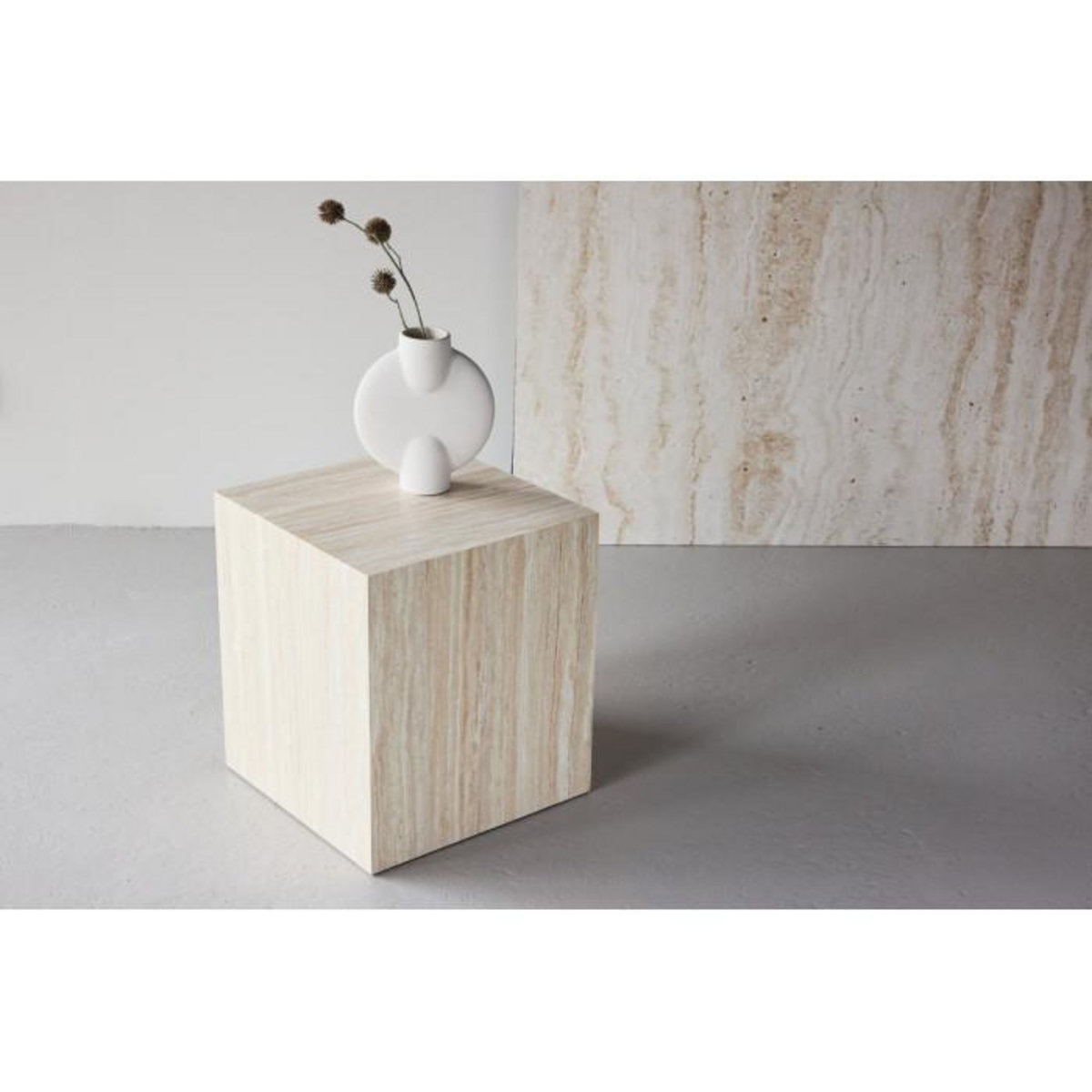 Paris Prix Table d'Appoint Effet Travertin  York  45cm Beige