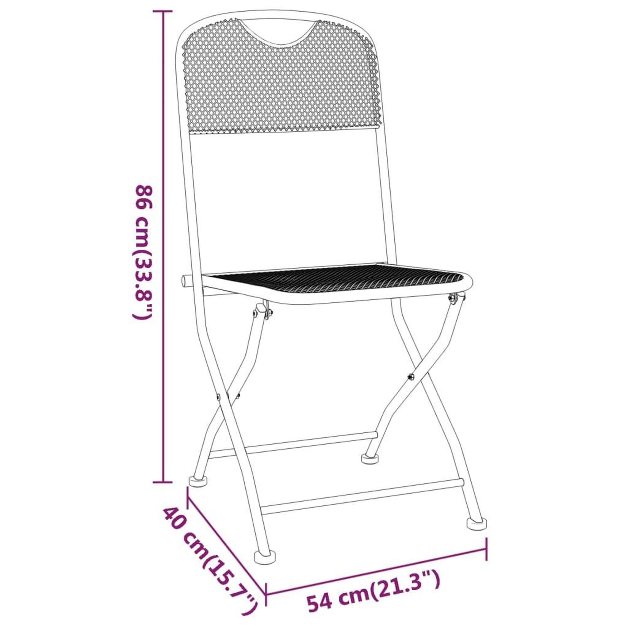 Voir la diapositive 6 : VIDAXL Chaises pliables jardin lot de 2 Maille metallique Anthracite