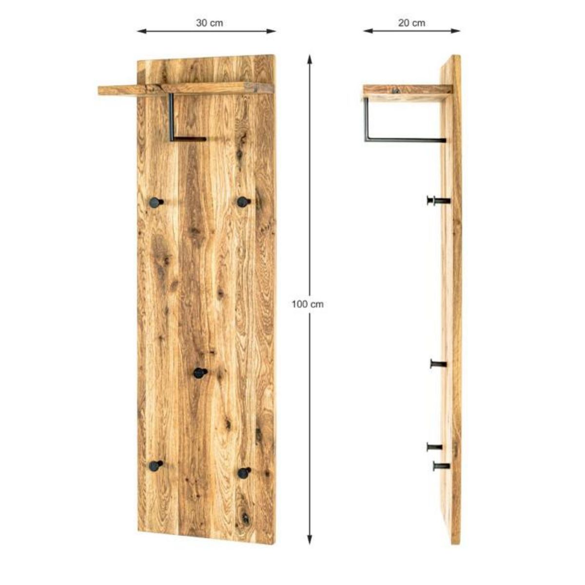 Paris Prix Patère Murale 5 Crochets & Cintre  Royal Oak  100cm Naturel