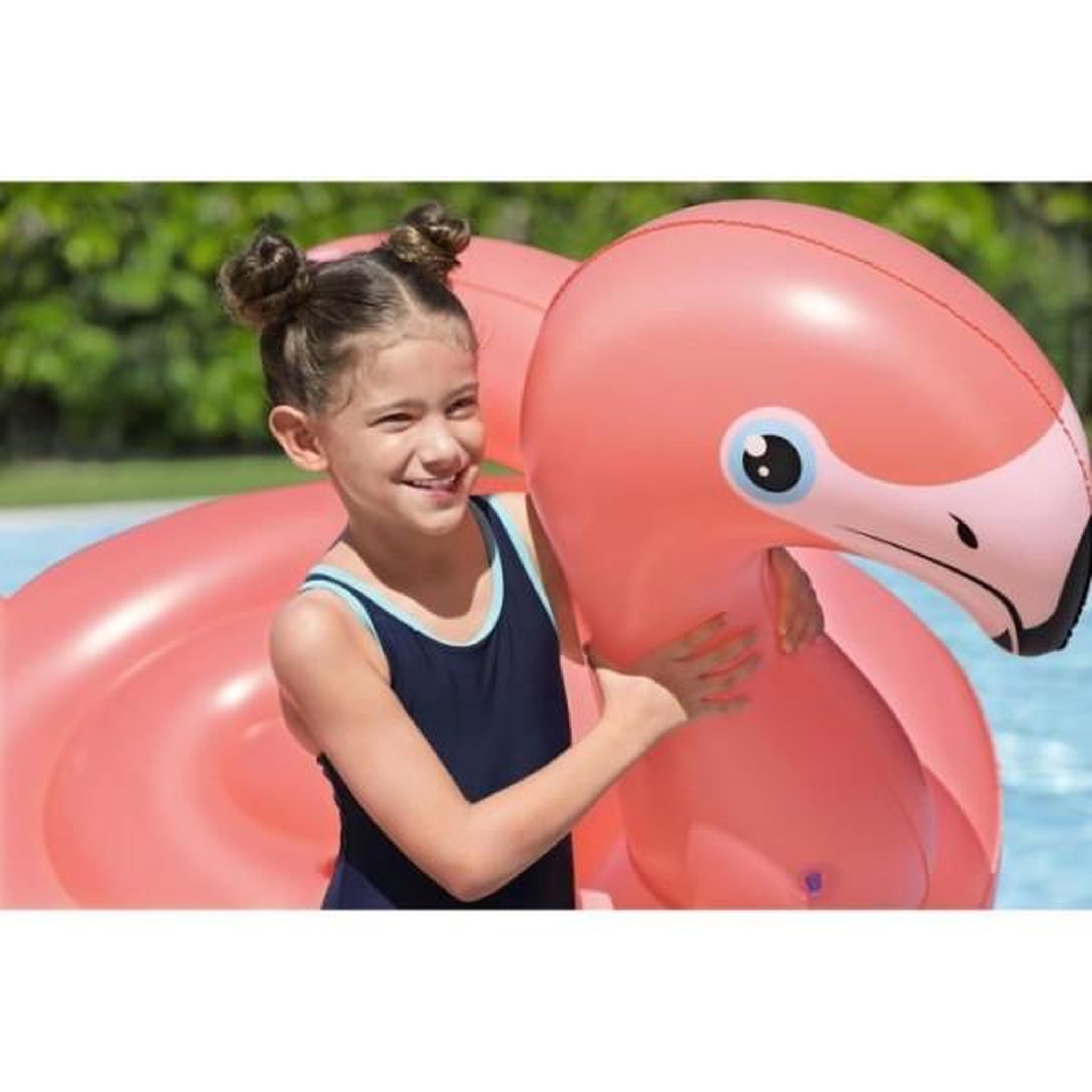 Voir la diapositive 3 : BESTWAY Bouée a chevaucher - bestway - flamant rose - 138 x 107 cm