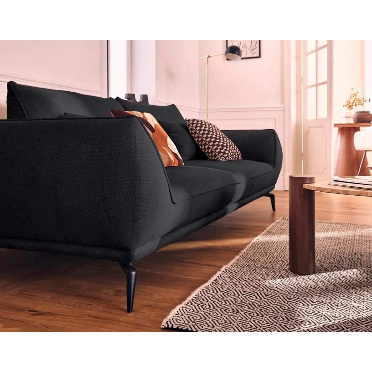 LISA DESIGN Arica - canapé droit 3 places convertible en tissu texturé