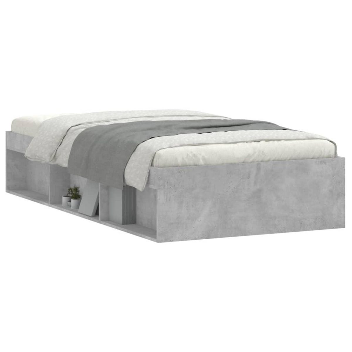VIDAXL Cadre de lit sans matelas gris beton 100x200 cm