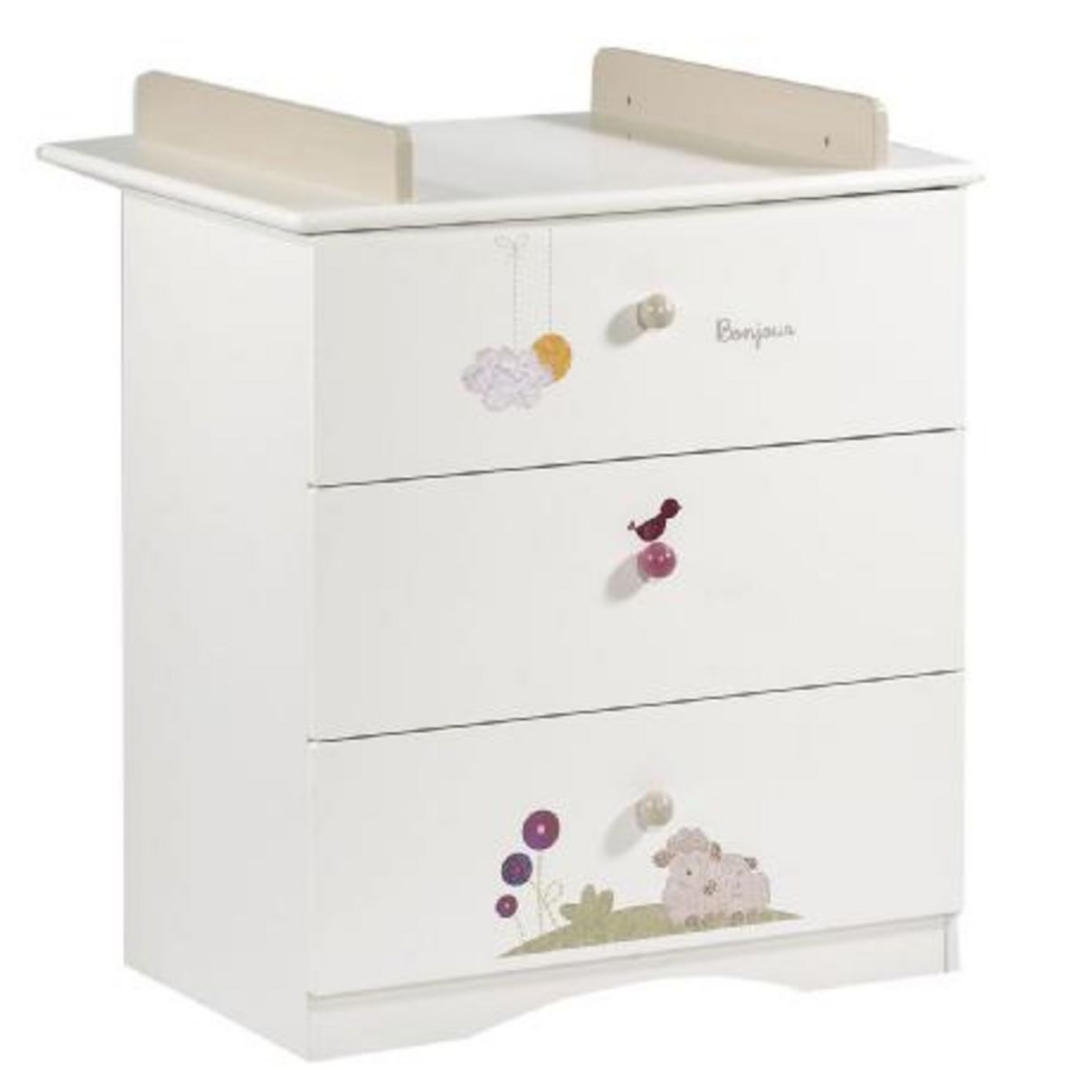 Commode à langer blanc et taupe - CELESTE
