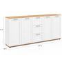 Voir la diapositive 5 : ID MARKET Buffet 180 cm VITO XXL 4 portes avec 3 tiroirs bois et blanc