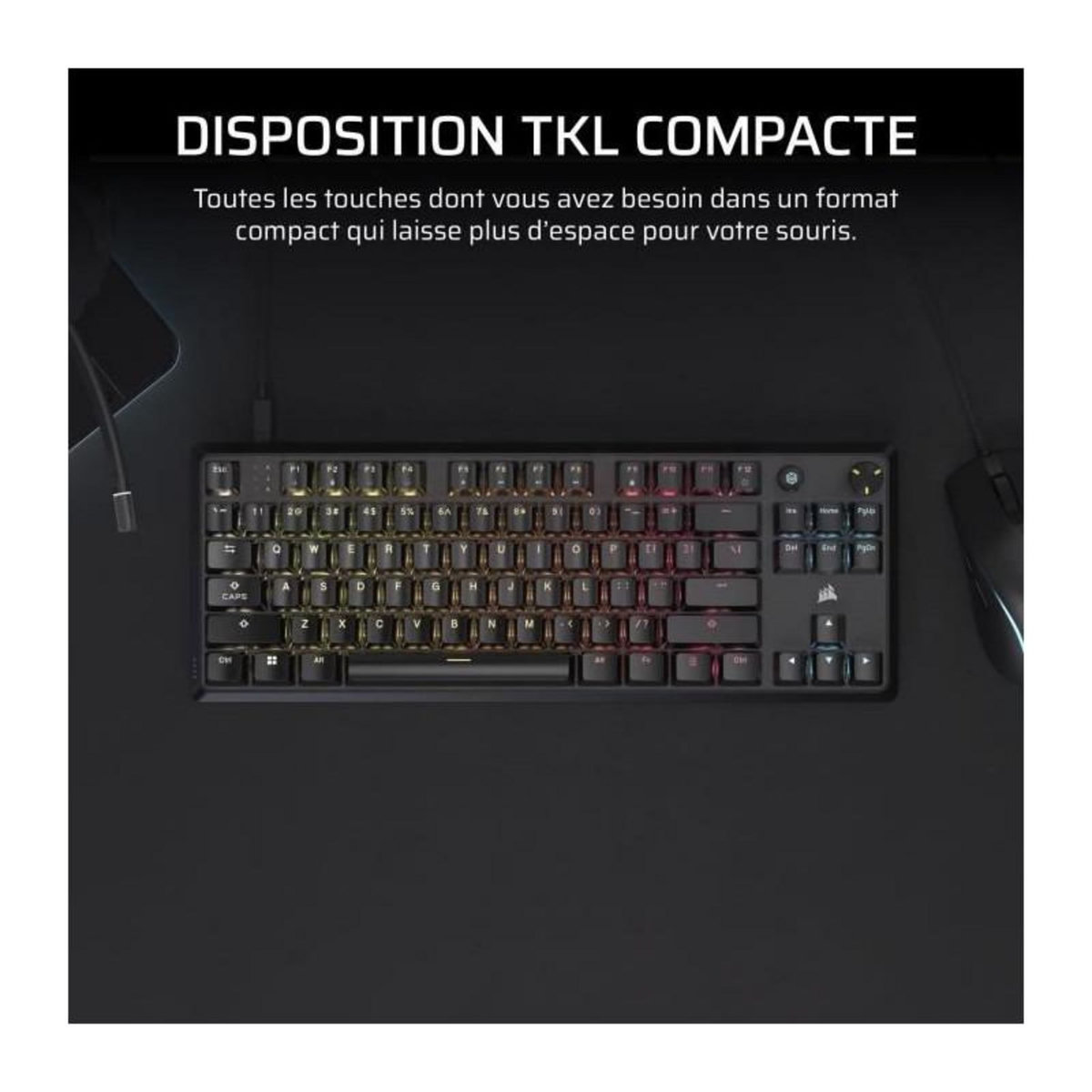 Corsair Clavier Gaming - CORSAIR - K70 Core TKL - RGB - Switchs MLX Red v2 - Filaire