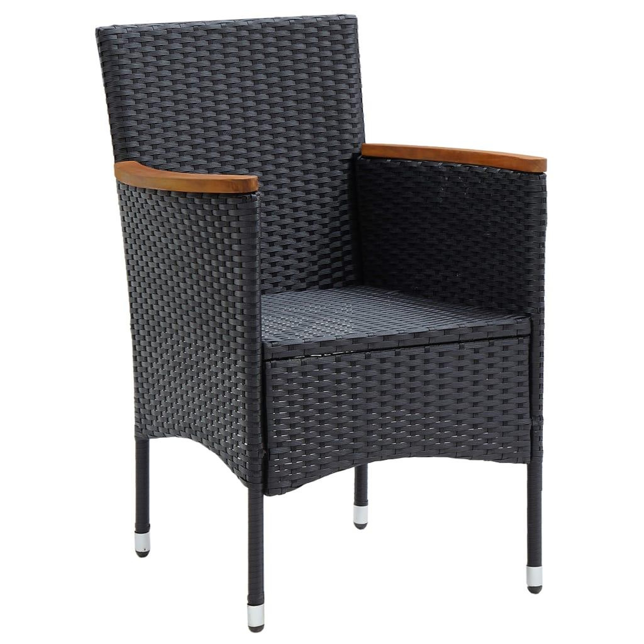Voir la diapositive 3 : VIDAXL Chaises a manger de jardin lot de 4 Resine tressee Noir