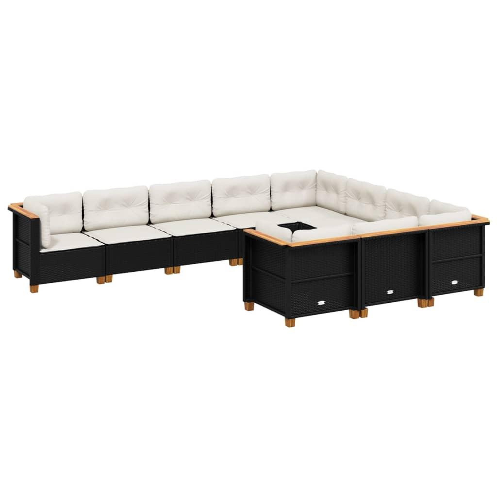 Voir la diapositive 2 : VIDAXL Salon de jardin 10 pcs avec coussins noir resine tressee