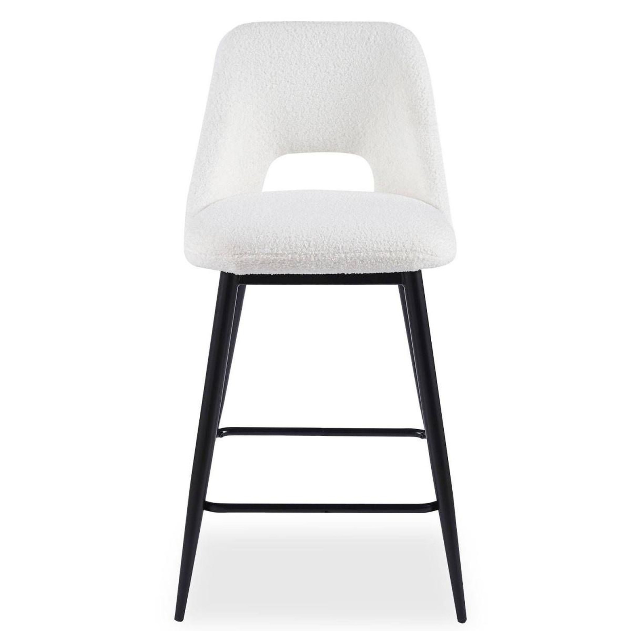 Voir la diapositive 3 : Paris Prix Lot de 2 Chaises de Bar  Bouclette  92cm Crème & Noir